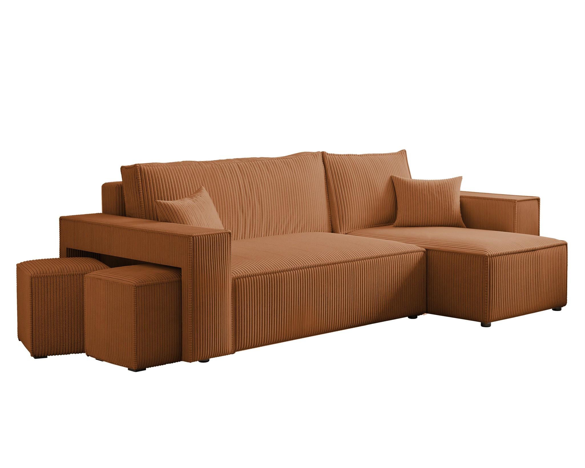 ECKSOFA Adara Inkl. Hocker - Hellbraun, Holzwerkstoff/Textil (145/262cm) - Fun Möbel
