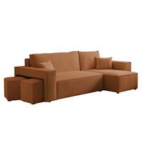 ECKSOFA Adara Inkl. Hocker - Hellbraun, Holzwerkstoff/Textil (145/262cm) - Fun Möbel