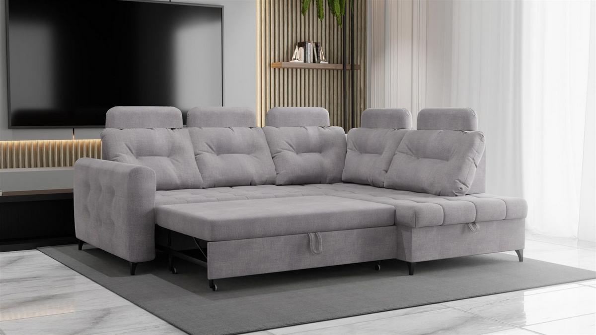 ECKSOFA Wendie - Hellgrau, Holzwerkstoff/Textil (250/200cm) - Fun Möbel