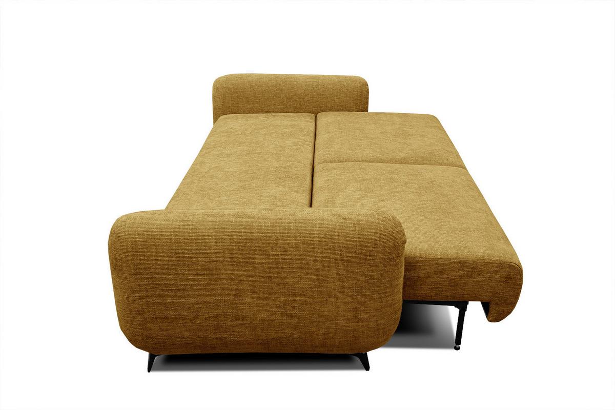 SOFA DRAKE 3-Sitzer mit Schlaffunktion, dunkelgelb - Dunkelgelb/Braun, Holz/Textil (232/90/107cm) - Wozimo