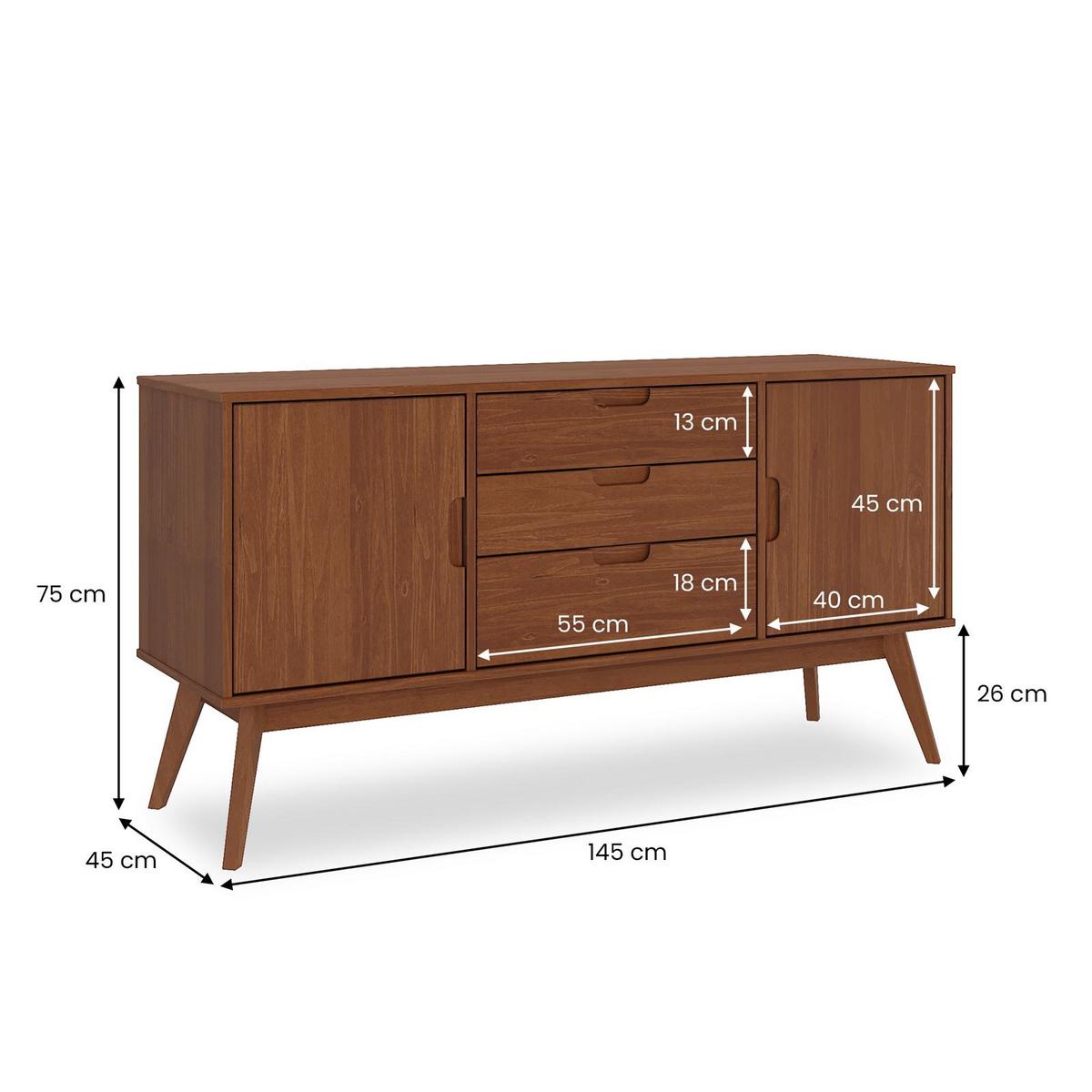 SIDEBOARD TIVOLI dunkelbraun - Dunkelbraun, Holz (145/75/45cm) - IDIMEX