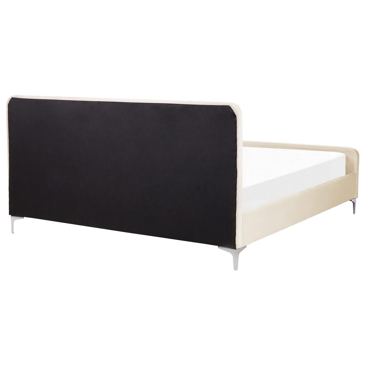 BETT mit Lattenrost 180/200 cm Samtstoff Hellbeige Lunan - Beige, Textil (180/200cm) - Beliani