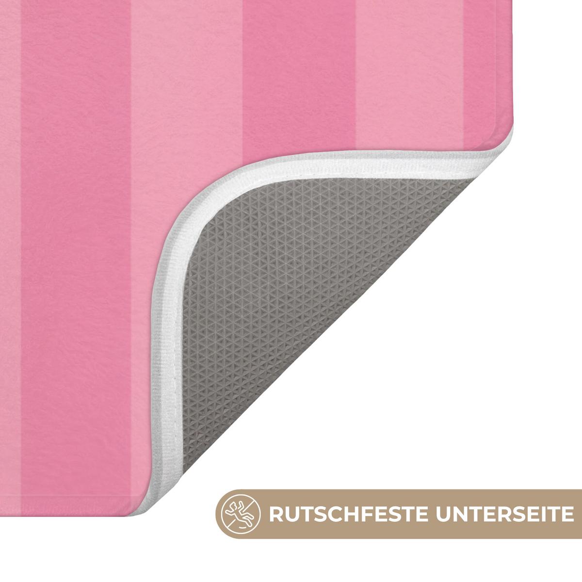 BADEMATTE Gestreift - Rosa - Chéri 80x50 cm - Pink, Textil (80/50cm) - OnlyWow