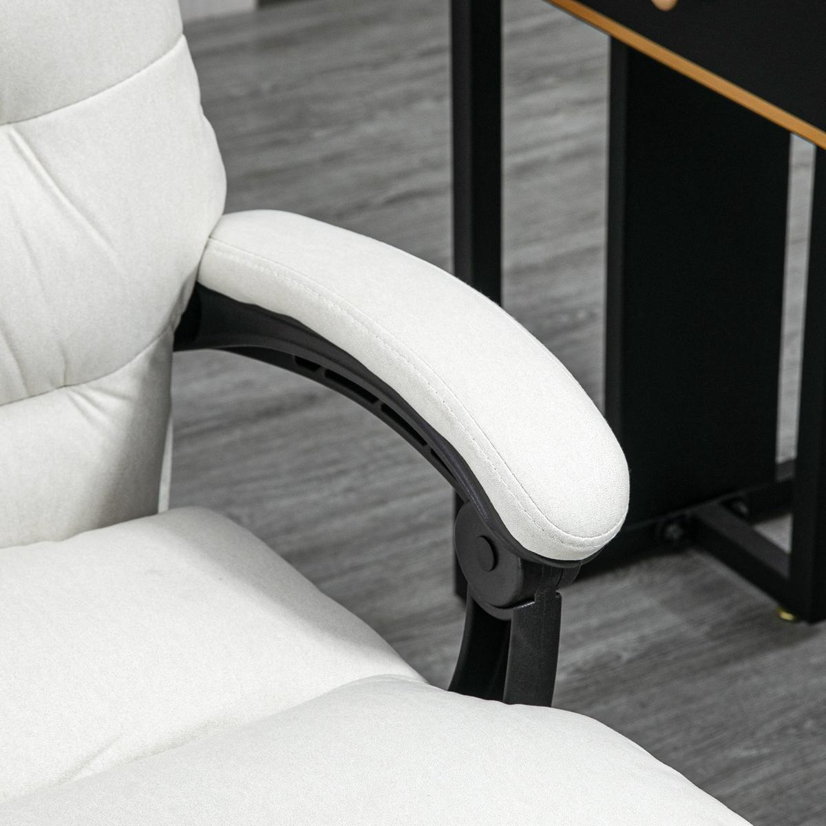 BÜROSTUHL mit Massagefunktion, Ergonomisch Schreibtischstuhl mit Liegefunktion - Weiß, Kunststoff (72/117/65cm) - Vinsetto