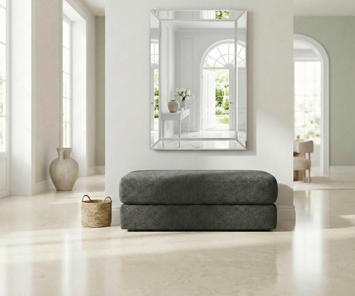 POLSTERHOCKER Federkern B124/T60/H40 cm Flachgewebe-Bezug Dunkelgrau / 15254 - Dunkelgrau/Schwarz, Kunststoff/Textil (124/40/60cm) - luma-home