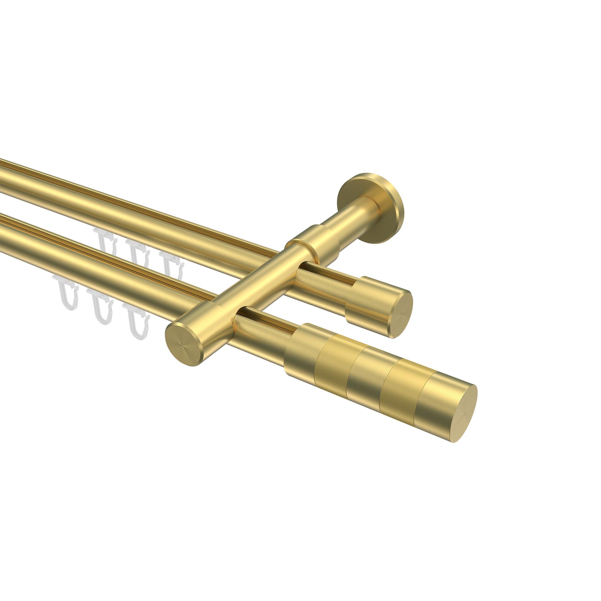 GARDINENSTANGE INNENLAUF Prestige Mavell 300 cm (geteilt in 3 x 100 cm), 2-läufig, 20 mm Ø Messing-Optik - Messingfarben/Goldfarben, Metall (300cm) - INTERDECO