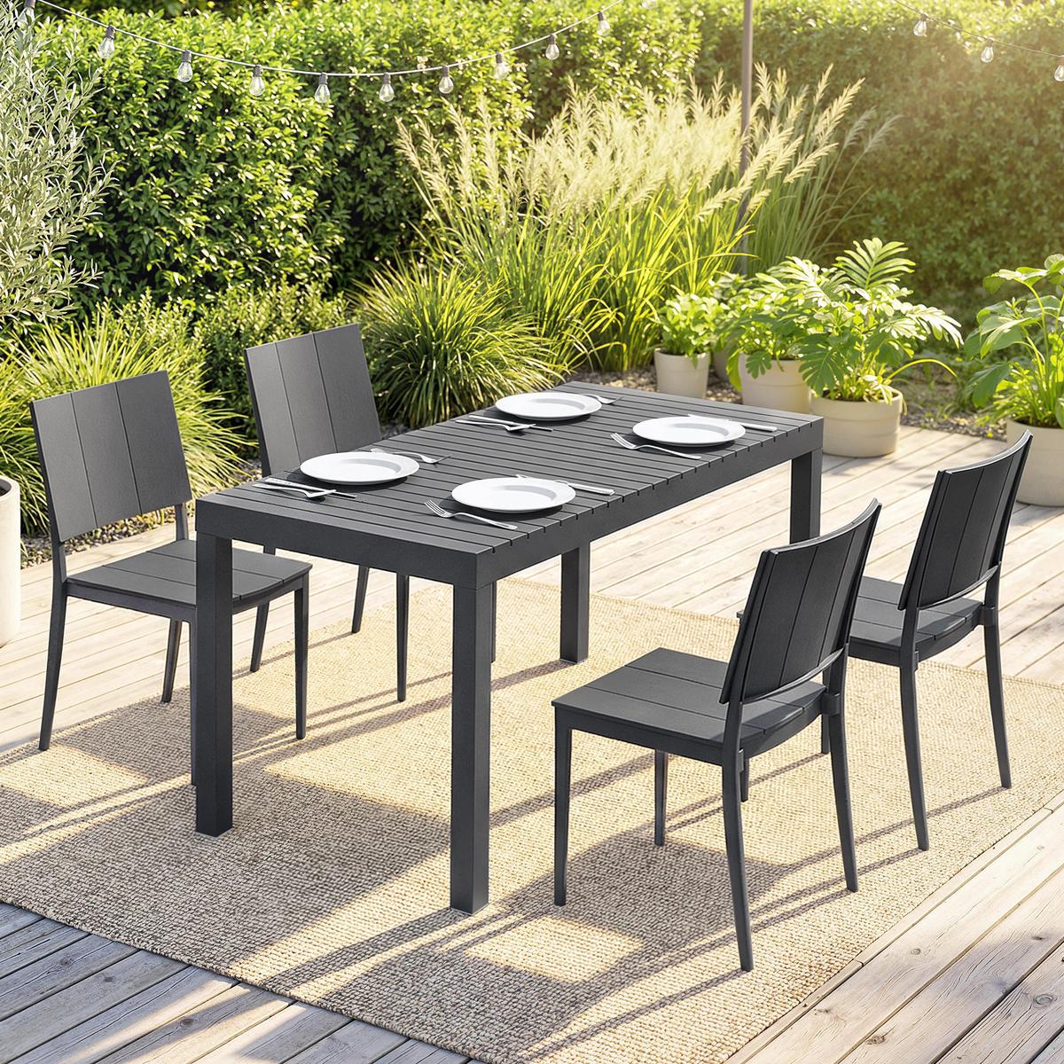 ESSGRUPPE 5-TLG. aus Metall & Kunststoff, Dunkelgrau - Dunkelgrau, Metall - Outsunny