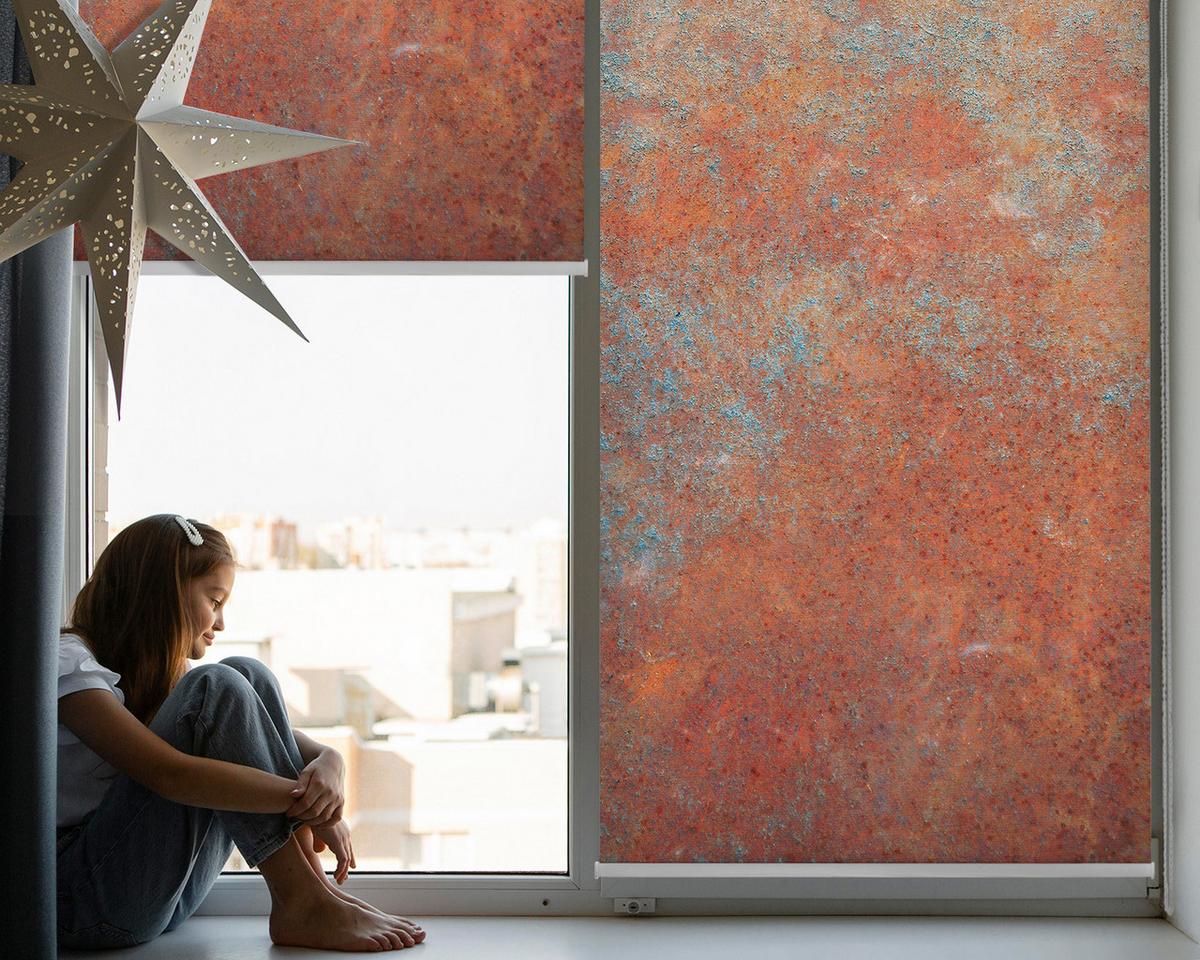 INNENROLLO - Fensterrollo - Rollo - 60x40 cm - Orangefarbenes Blatt - Orange, Kunststoff (60/140/0.5cm) - TULUP