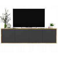 TV-SCHRANK Apollo2 Eiche wotan Graphit Matt 150 cm - Graphitfarben, Holzwerkstoff (150/39/35cm) - Meble Lindner