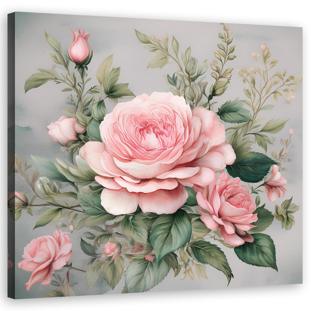 WANDBILD rose shabby chic blumen - Pink, Textil (30/30cm) - Feeby
