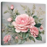 WANDBILD rose shabby chic blumen - Pink, Textil (30/30cm) - Feeby
