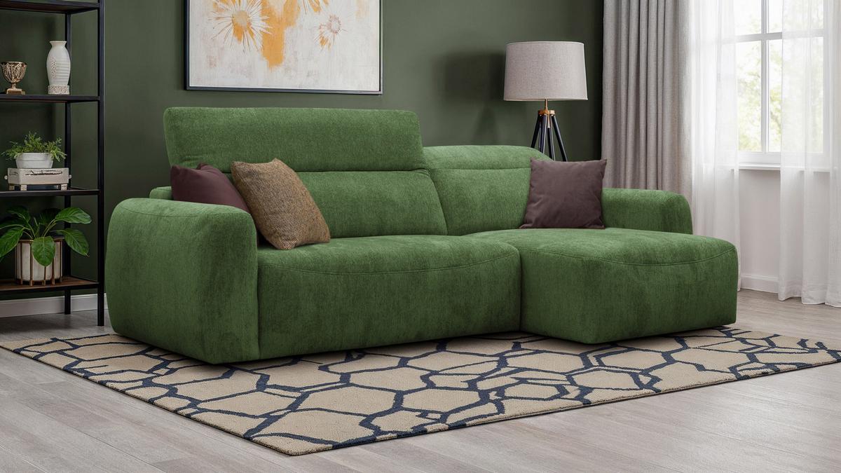 ECKSOFA NERO 4-Sitzer, dunkelgrün - Dunkelgrün/Schwarz, Holz/Textil (272/81/159cm) - Wozimo