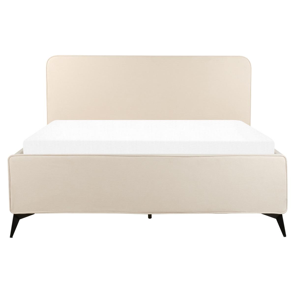 POLSTERBETT mit Lattenrost 160x200 cm Beige Valognes - Beige, Textil (160/200cm) - Beliani