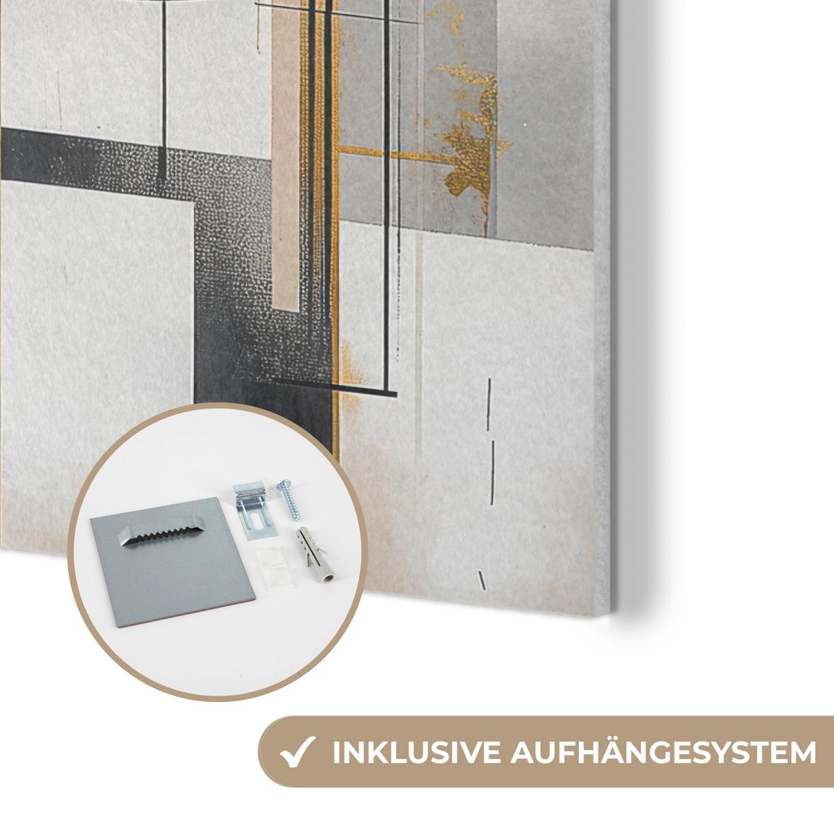 AKUSTIKBILD Abstrakt - Gold - Silber - Formen - Ästhetisch - Modern Kunstdruck Schlafzimmer 50x70 cm - Goldfarben, Kunststoff (50/70/0.9cm) - MuchoWow