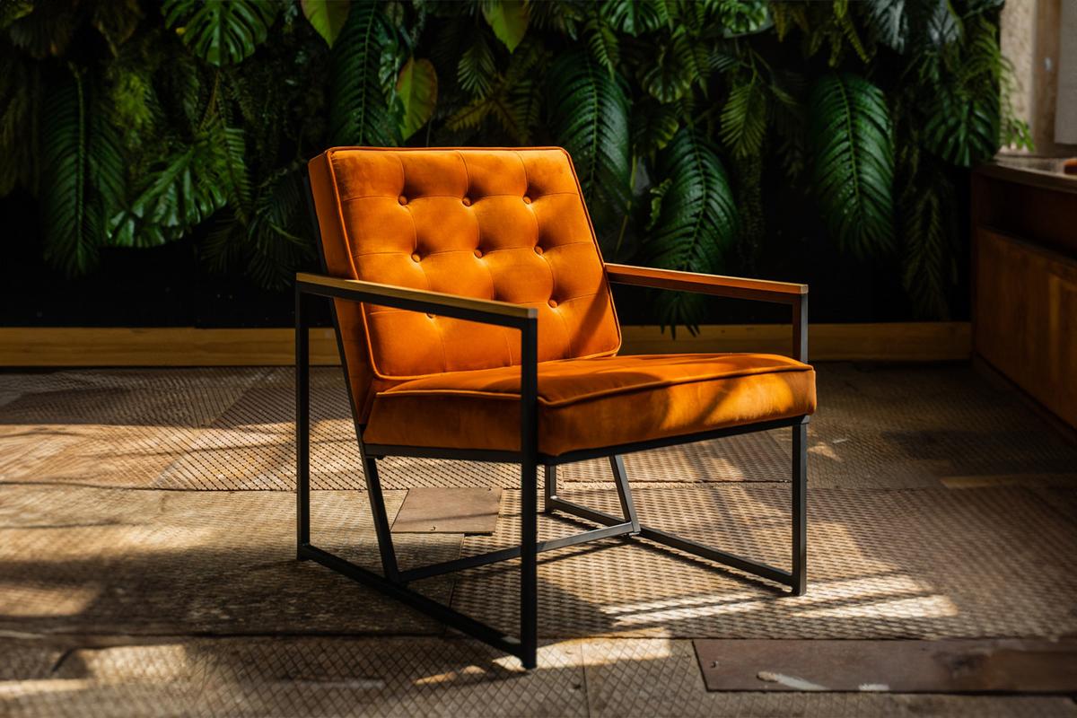 POLSTERSESSEL ARLY Orange Velvet - Cognac/Schwarz, Textil (63/80/80cm) - KAWOLA