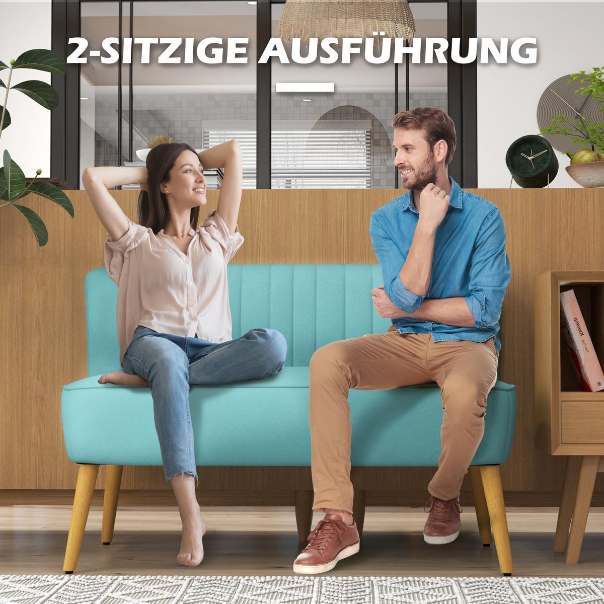 SOFA Textil Grün - Grün, Holz/Textil (56.5/77/117cm) - HOMCOM