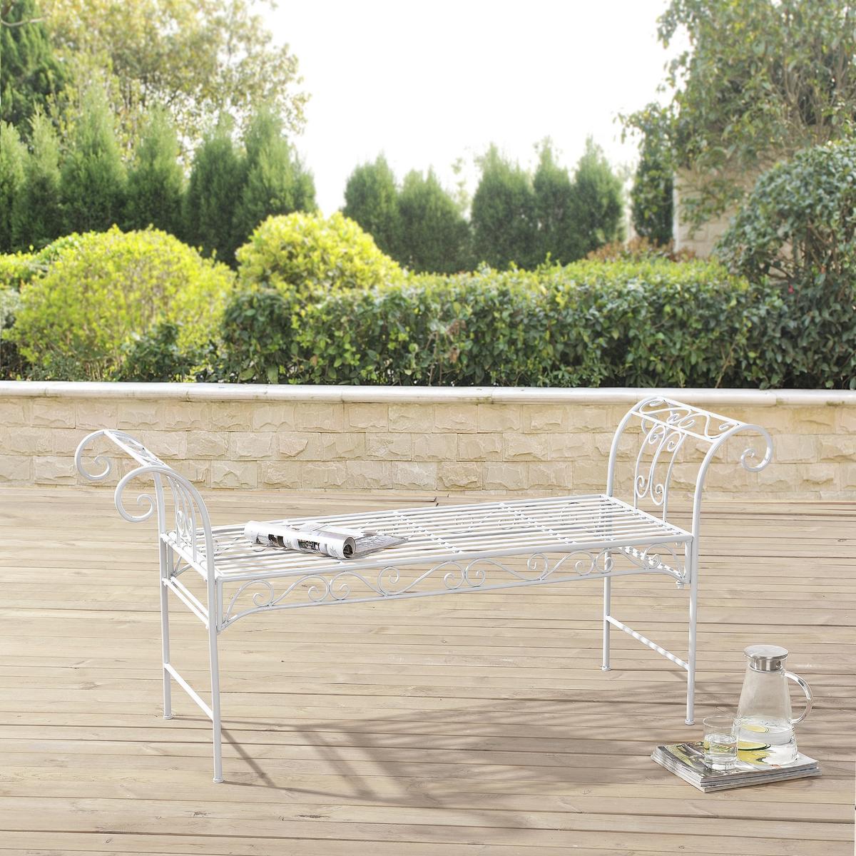 GARTENBANK Cossila - Weiß, Metall (147/70/46cm) - [en.casa]