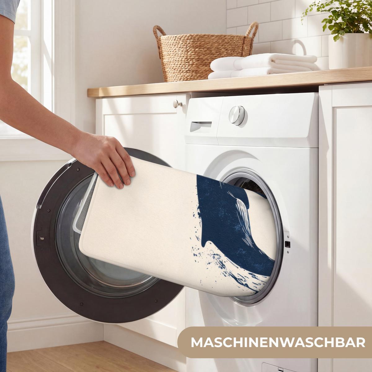 BADEMATTE Wale - Spritzer - Kreis - Dunkelblau 60x120 cm - Dunkelblau, Textil (60/120cm) - OnlyWow