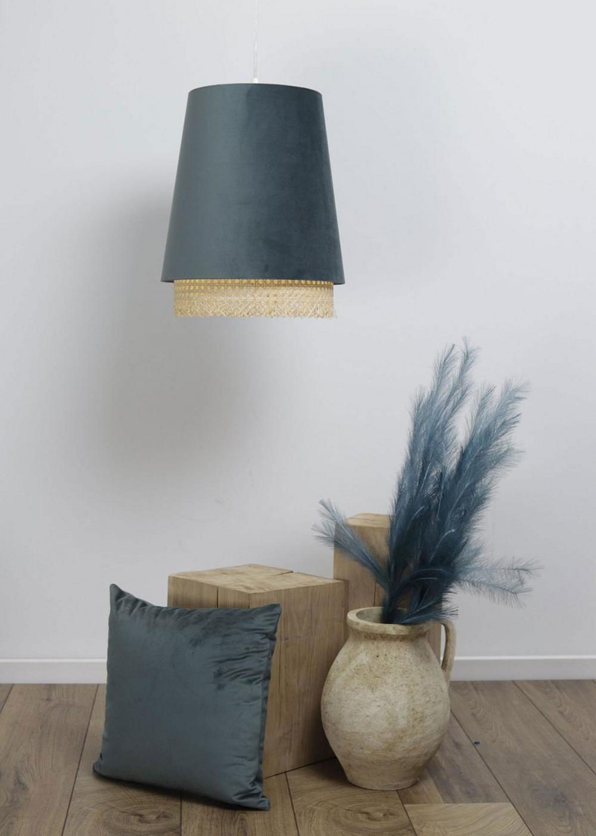 HÄNGELEUCHTE Türkis 35/44 cm - Türkis, Naturmaterialien (35/1.3/44cm) - ONZENO