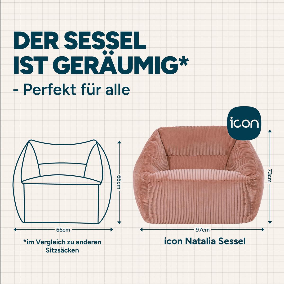 SITZSACK Cord Sessel Natalia - Pink, Textil (97/73/84cm) - icon