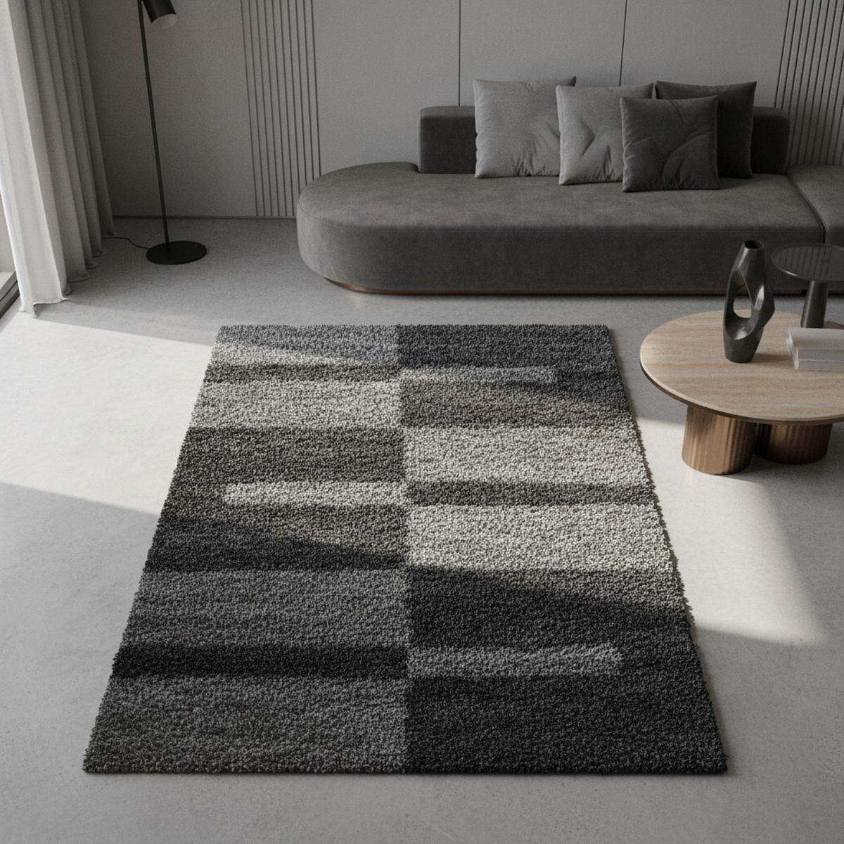 HOCHFLORTEPPICH WERFEN, kariert, Grau, 60 x 110 cm - Grau, Textil (110/60cm) - KADIMA DESIGN
