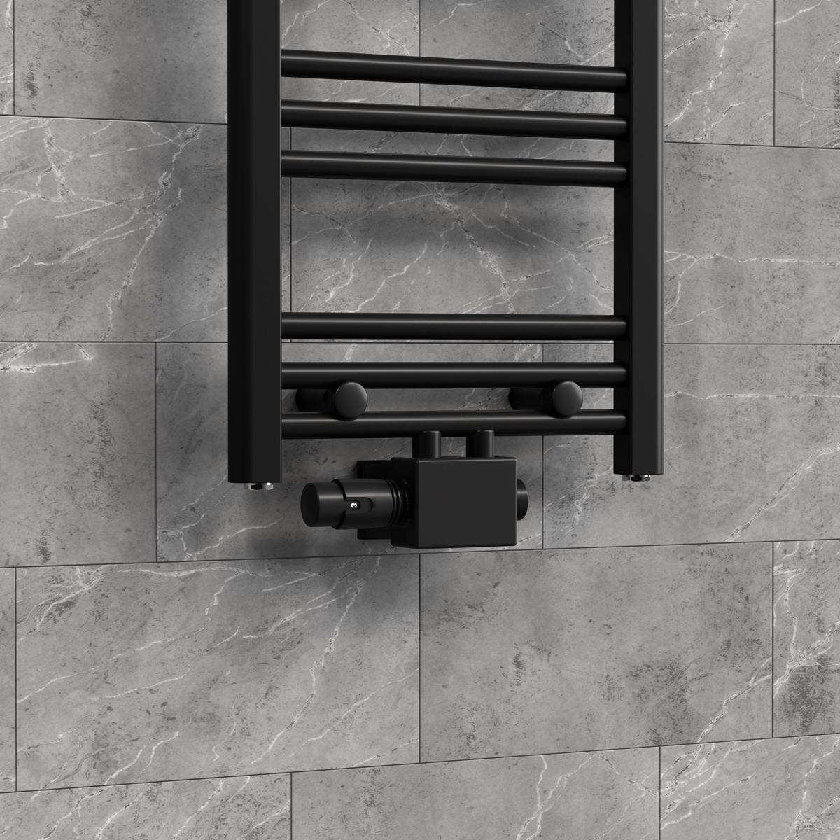 ANSCHLUSSGARNITUR Badheizkörper Schwarz Universal - Schwarz, Metall - LuxeBath