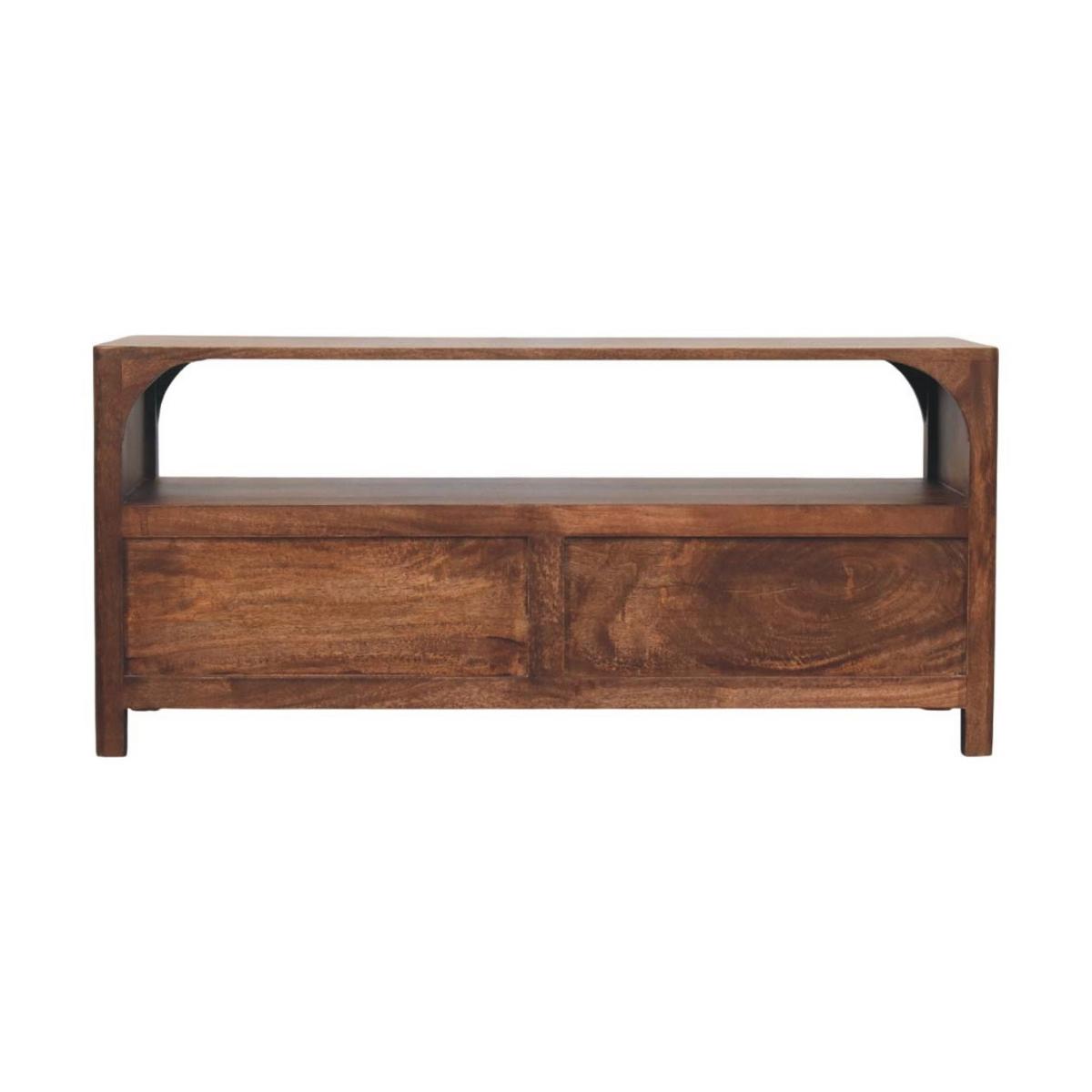 MEDIENKONSOLE mit Roasted-Almond-Finish, 2 Schubladen, 1 offene Ablage, sanftes Braun - Goldfarben/Braun, Holz/Metall (110/50/35cm) - Artisan Furniture