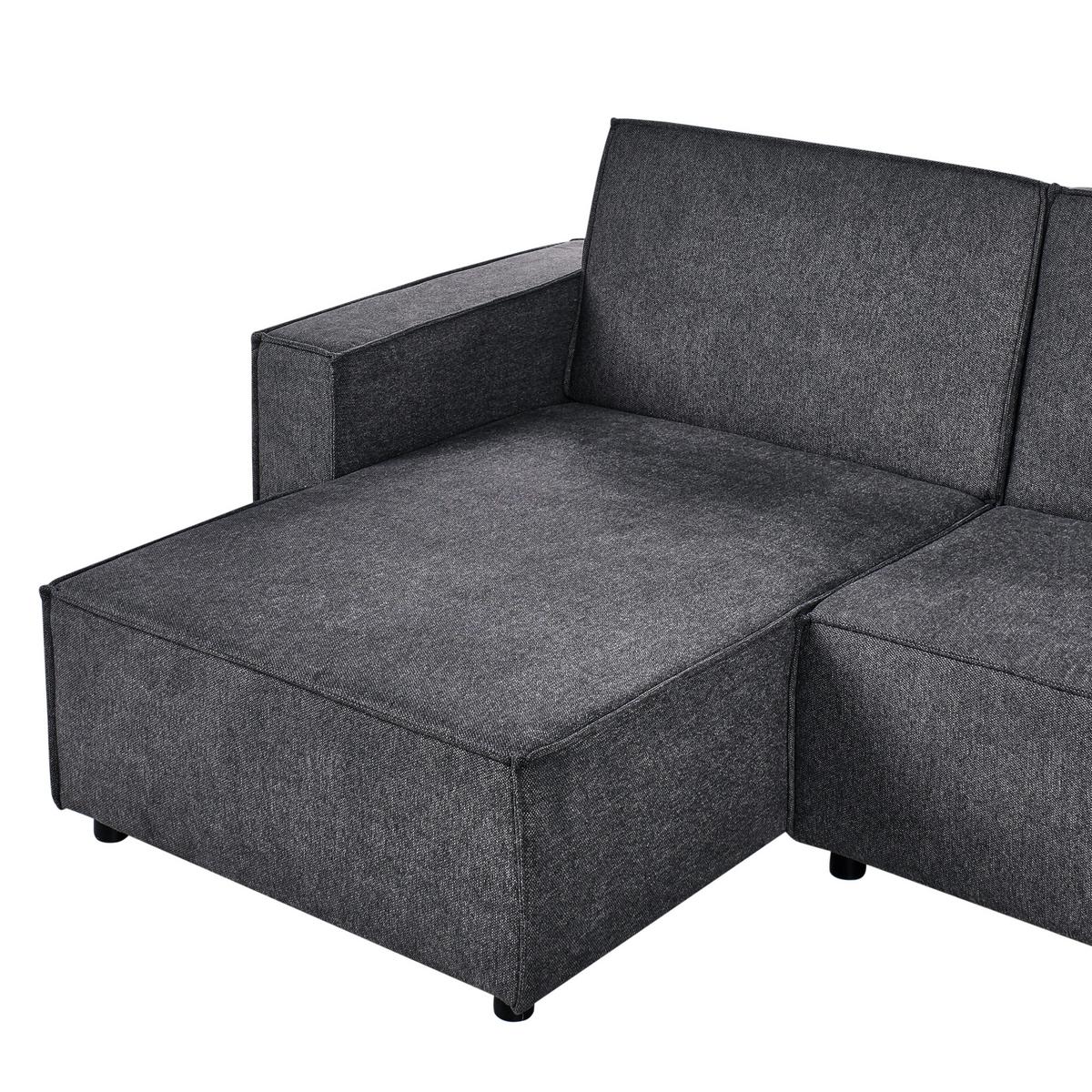 ECKSCHLAFSOFA 3-Sitzer Stoff Graphitgrau rechtsseitig Romedal Ii - Graphitfarben, Textil (290/173cm) - Beliani