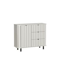 KOMMODE MODERNO 111/91/40,5cm mit 3 Schubladen 1 Türen Weiß - Weiß, Holzwerkstoff (111/91/40.5cm) - MASSENO