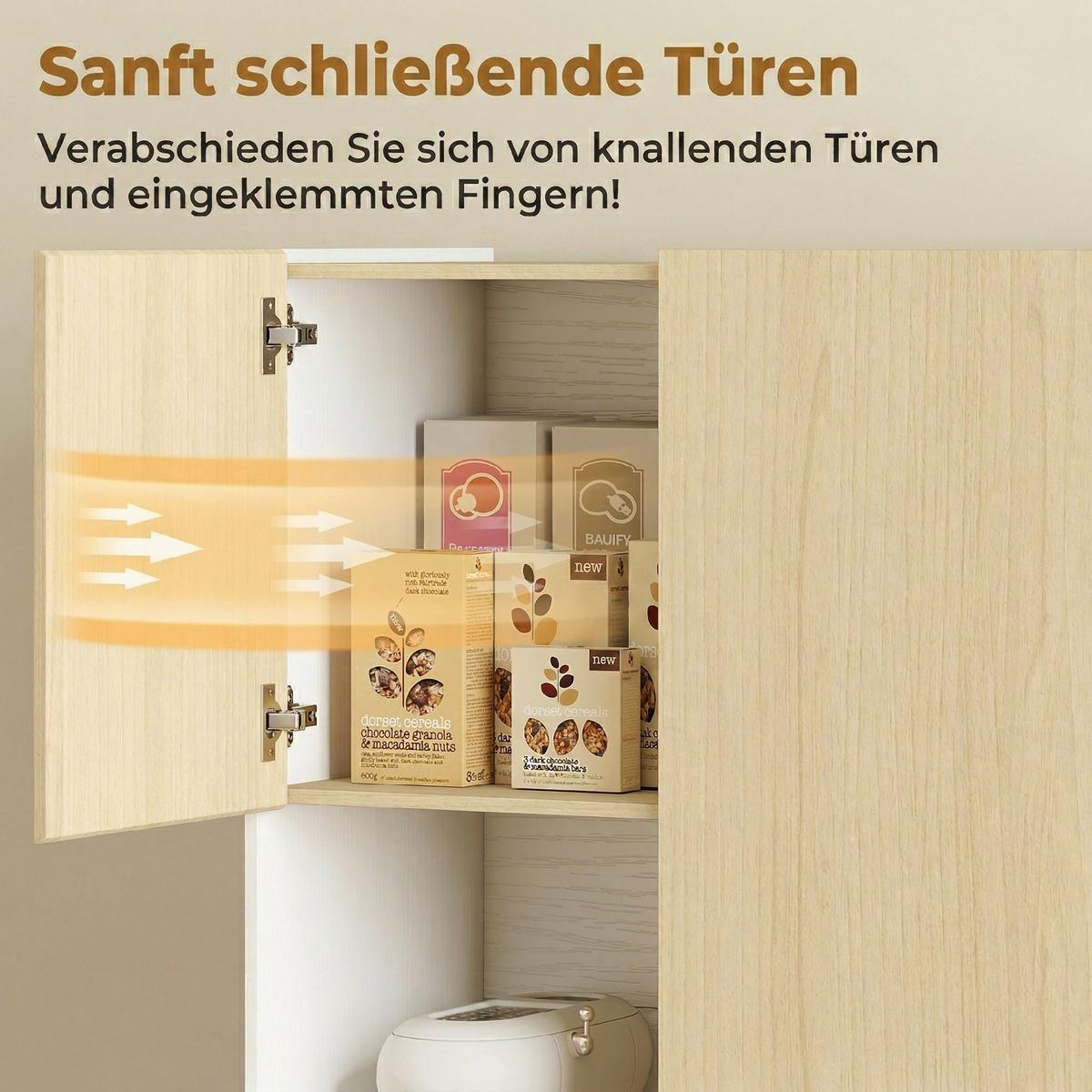 KÜCHENSCHRANK Spanplatte-MDF-Naturholz Weiß - Naturfarben, Holzwerkstoff (40/170/80cm) - HOMCOM