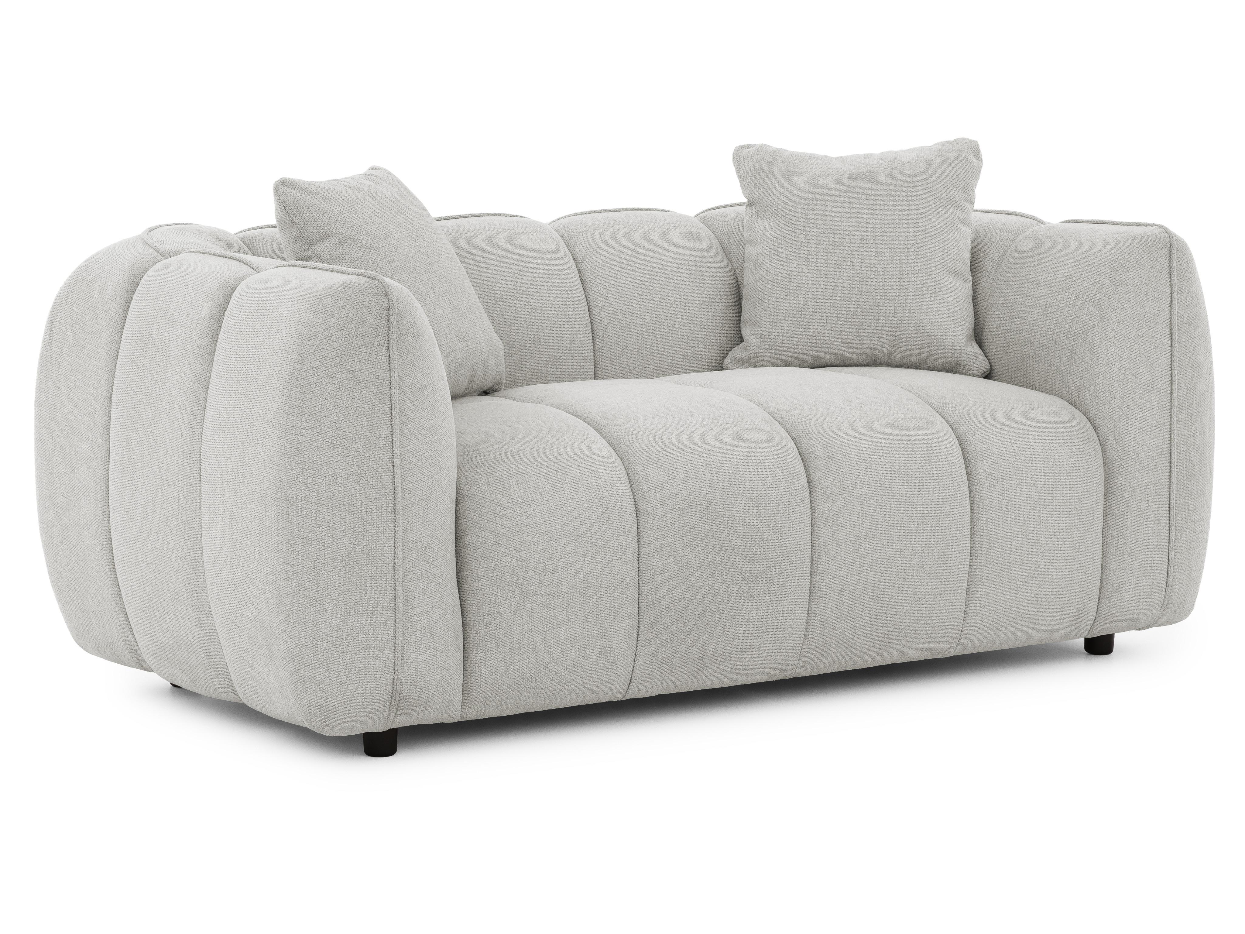 2-SITZER SOFA Nubira in tief gesteppter Bubble-Optik aus weichem Hellgrau Strukturstoff im modernen Design - Hellgrau/Schwarz, Holz/Kunststoff (172/69/89cm) - S-Style Möbel