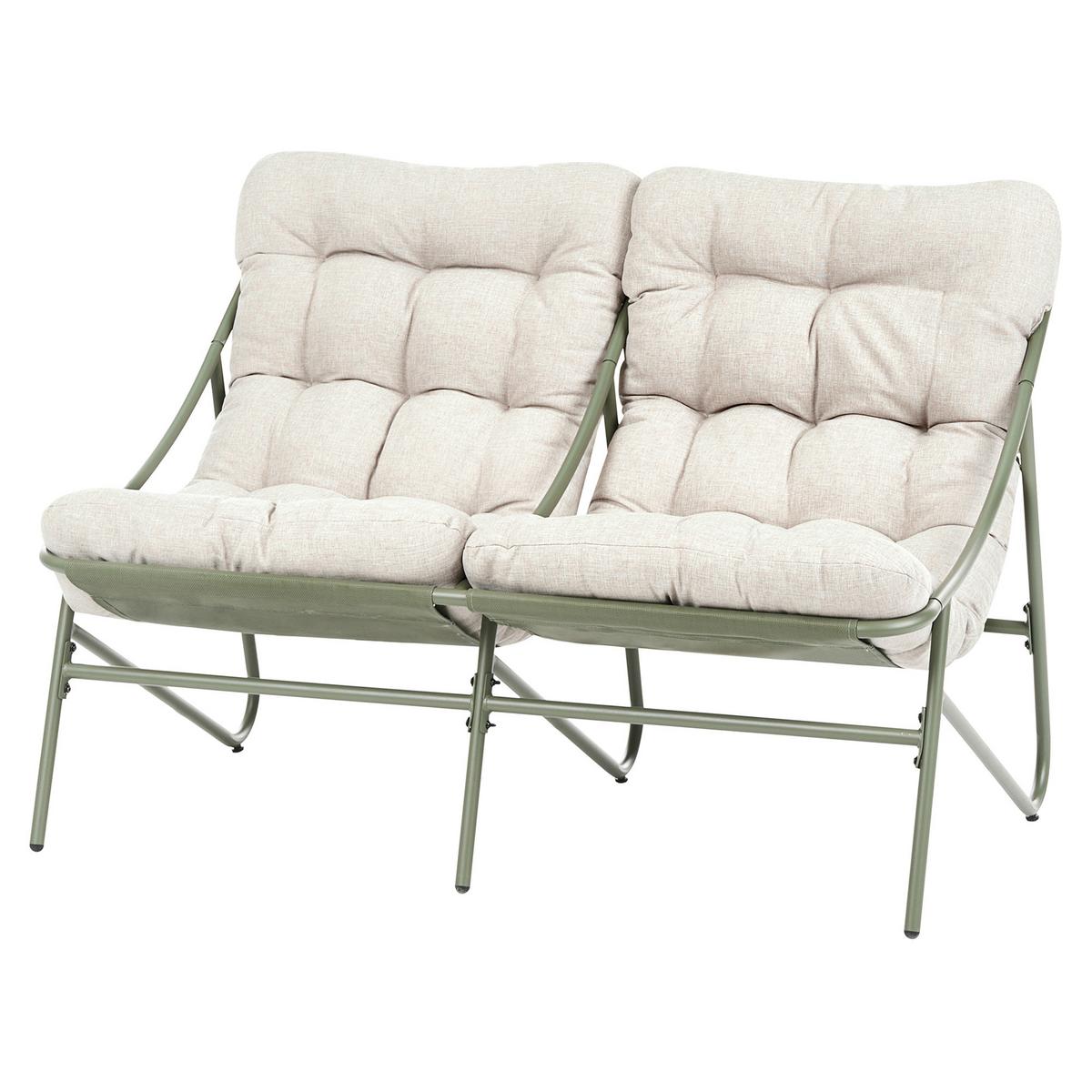 LOUNGE-SET mit Tisch 4-Sitzer Metall Beige/Grün Molveno - Beige/Grün, Metall - Beliani