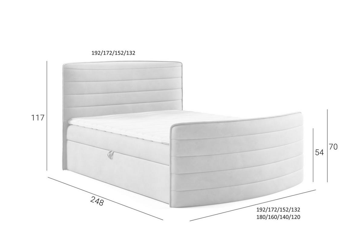 BOXBETT Ambra In Elisa Velvet - Schieferfarben, Holzwerkstoff/Textil (160/200cm) - Fun Möbel