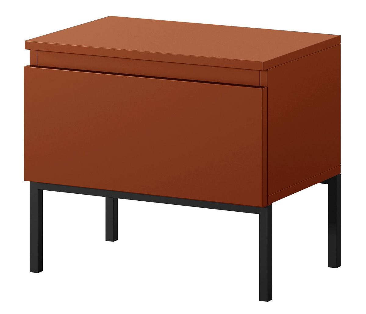 NACHTSCHRANK Bemmi Ziegelrot - Dunkelorange/Schwarz, Holzwerkstoff/Metall (49/43/32cm) - Selsey