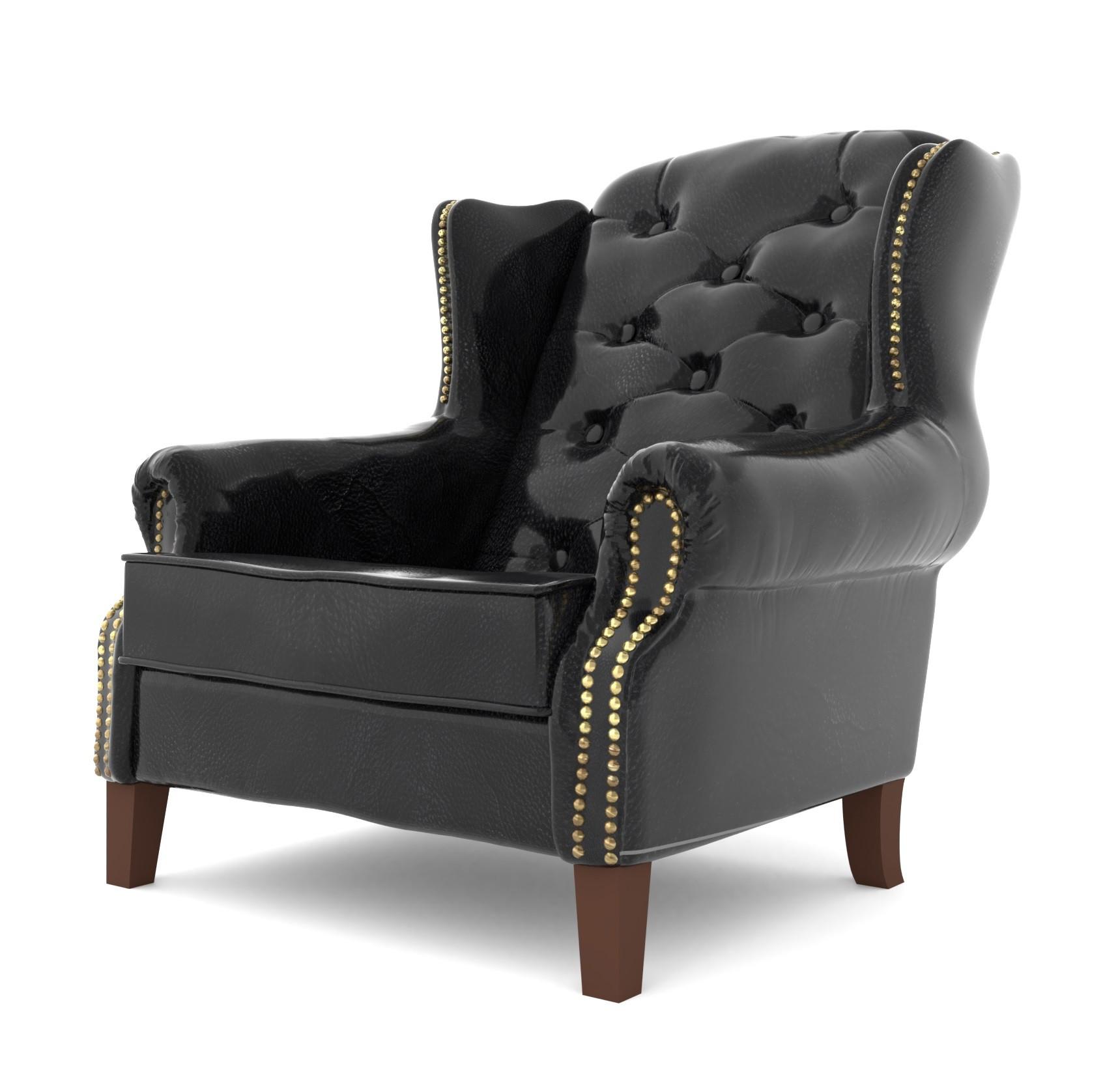CHESTERFIELD-SESSEL Lento Schwarz vegan Leder - Schwarz/Braun, Holz/Textil (102/102/93cm) - S-Style Möbel