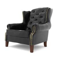 CHESTERFIELD-SESSEL Lento Schwarz vegan Leder - Schwarz/Braun, Holz/Textil (102/102/93cm) - S-Style Möbel