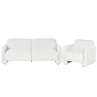 SOFA-SET 4-Sitzer Stoff Weiß Saland - Weiß, Textil (202/82/82cm) - Beliani