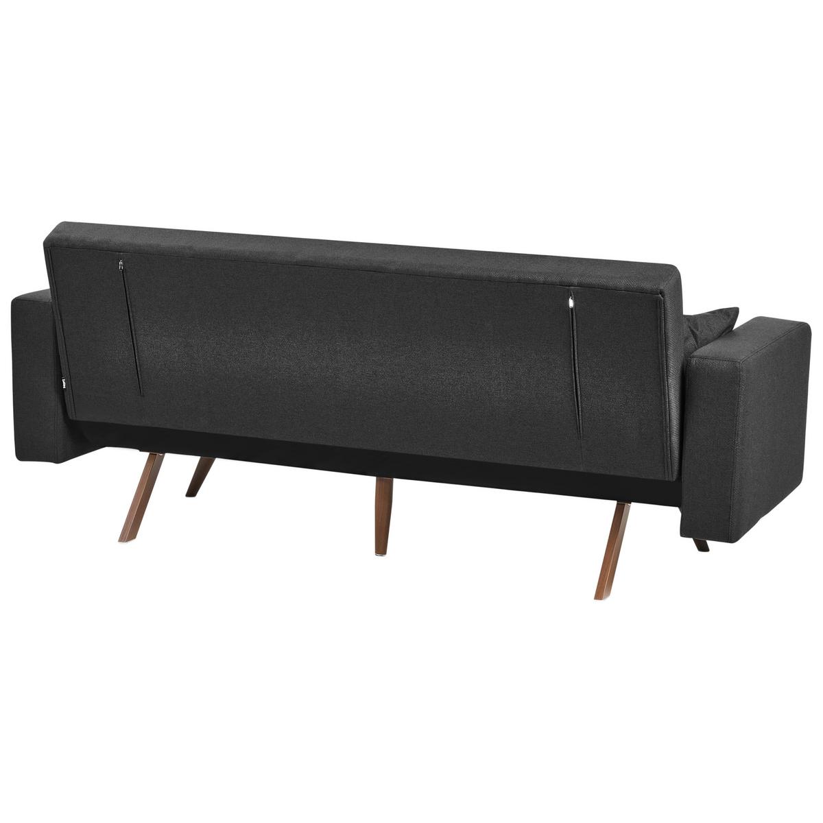 SCHLAFSOFA 3-Sitzer Schwarz Hjulby - Schwarz, Textil (220/90/82cm) - Beliani