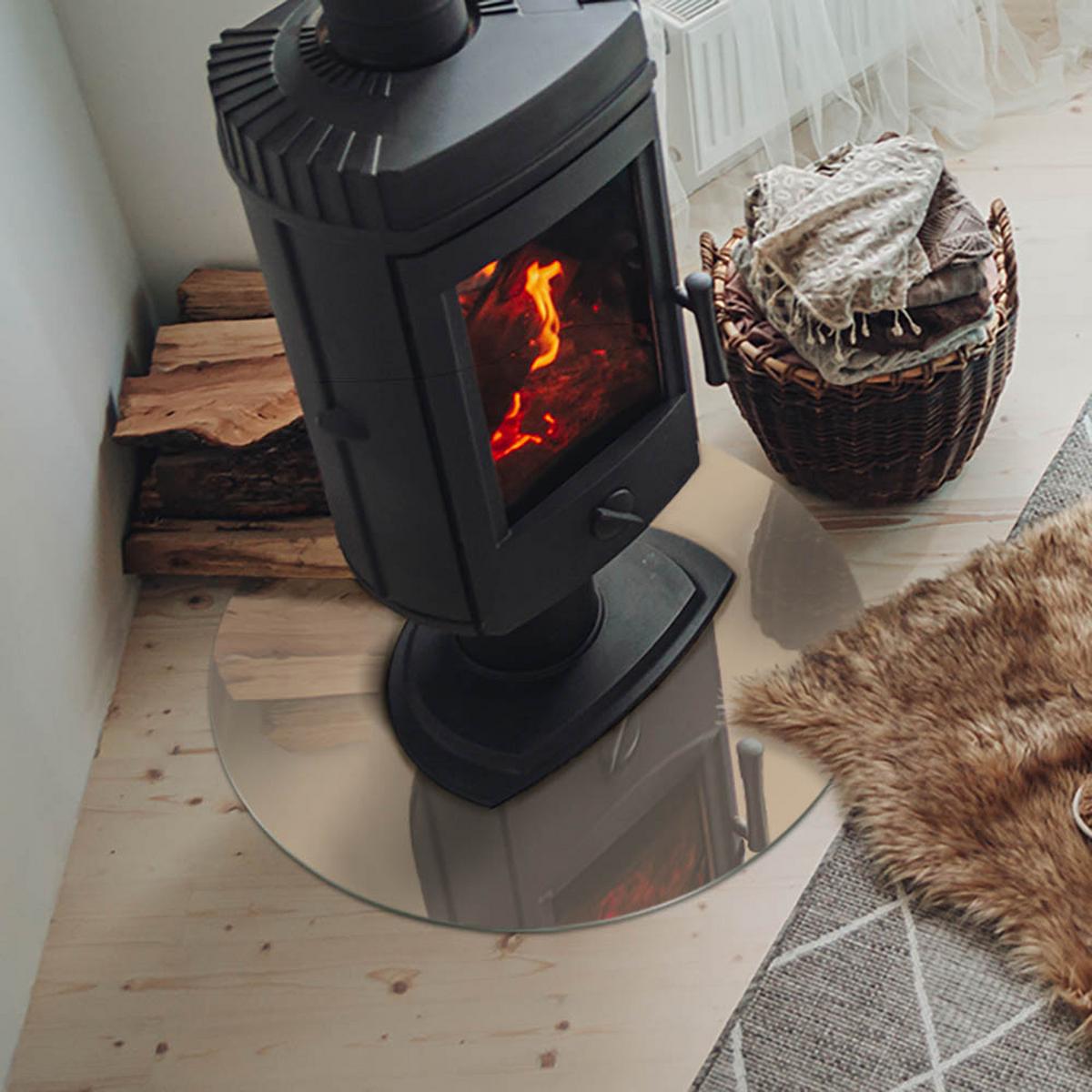 GLASPLATTE für Kamin Ø 60 cm - Gelb, Glas (60/60/0.4cm) - TULUP