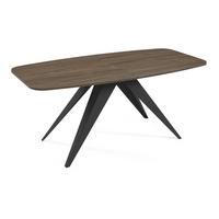 ESSTISCH Ferini, Ovaler Tisch mit Ausziehfunktion, 180-220x90 cm, Schwarz+Wallnuss Franklin Tobacco - Walnussfarben/Schwarz, Metall (180/90/76cm) - Beautysofa