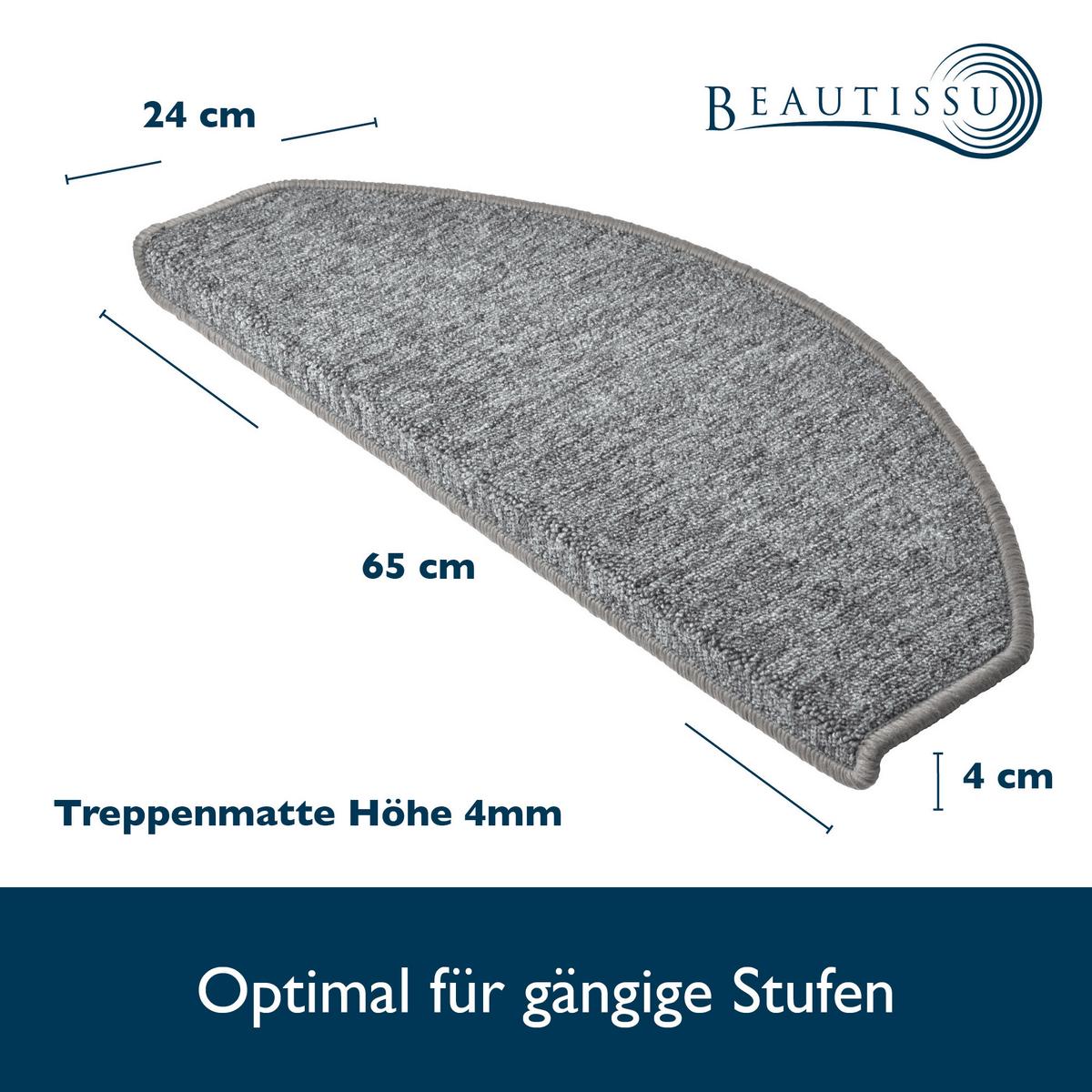 STUFENMATTE ProStair 65/28 cm Hellgrau 15tlg - Hellgrau, Textil (65/28/1cm) - Beautissu 