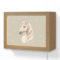 WANDLEUCHTE Einhorn - Weiß - Punkte 20x15 cm - Taupe, Holzwerkstoff (20/15/8cm) - OnlyWow