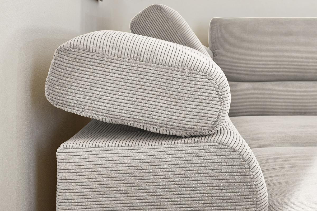 ECKSOFA DELIA Silber Cord - Silberfarben/Schwarz, Textil/Metall (276/219cm) - KAWOLA