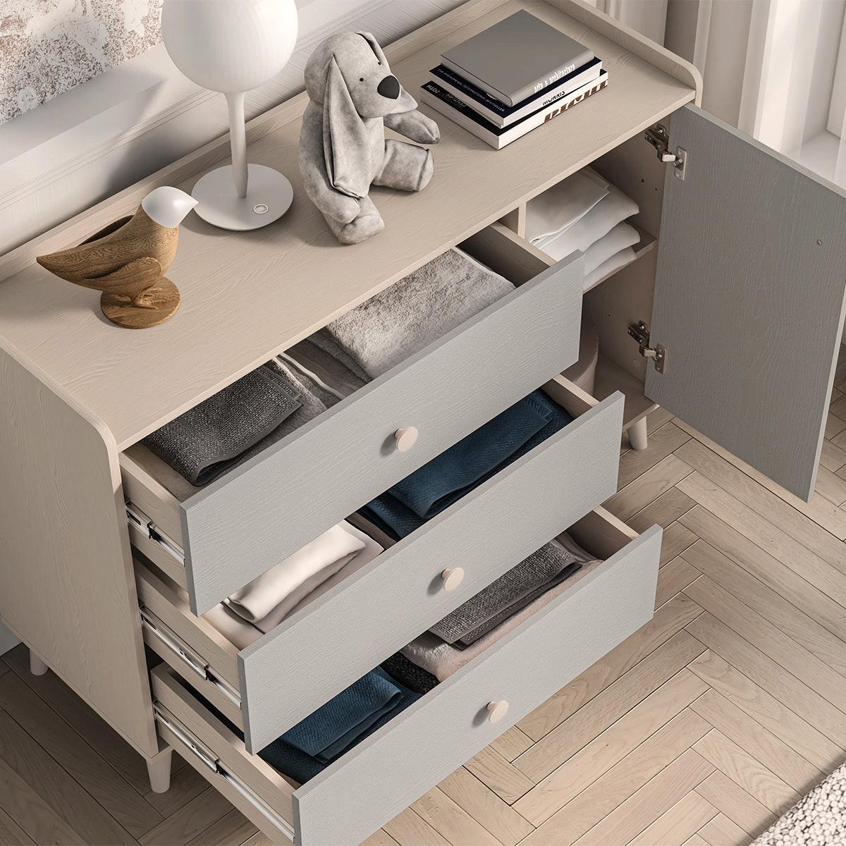 KINDERKOMMODE Alycia Beige - Grau - Holzeffekt - Grau, Holz (120/85/40cm) - Petits-meubles