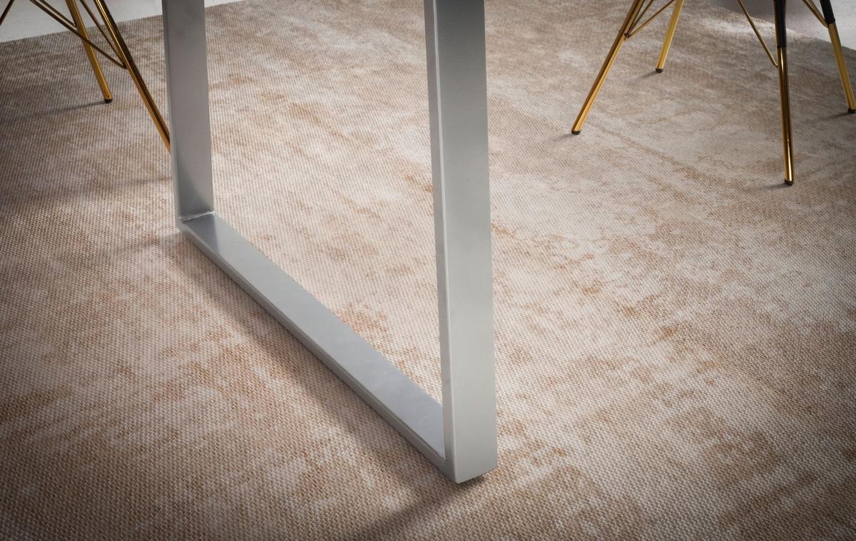ESSTISCH Massivholz Baumkante Metallgestell Handgefertigt TARN, Goldbraun-Chrom 180x90x76 cm - Chromfarben/Braun, Holz/Metall (90/180/76cm) - KADIMA DESIGN