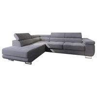 ECKSOFA APIRO L-S Grau Kordstoff mit Schlaffunktion - Silberfarben/Grau, Holz/Textil (276/202cm) - MASSENO