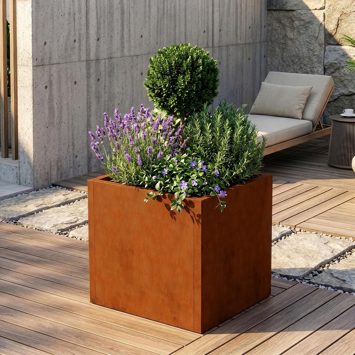 PFLANZKÜBEL Vaargel - Rostfarben, Metall (60/60/60cm) - casa.pro
