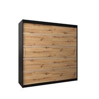 SCHWEBETÜRENSCHRANK 200/200/62 2-türig - Silberfarben/Schwarz, Holz/Kunststoff (200/200/62cm) - MÖBEL KRYSPOL