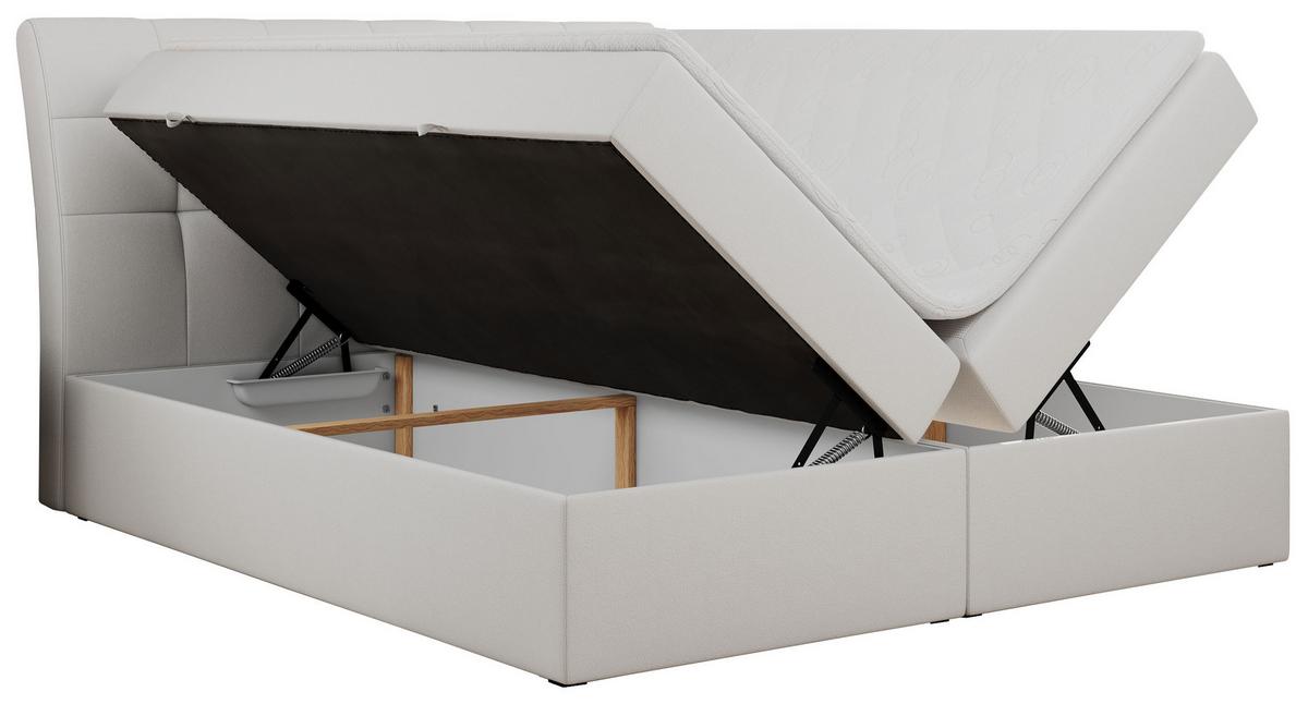 BOXBETT DIEGOS 160/200 Weiß Kunstleder - H3 - Weiß, Holz/Textil (160/200cm) - MKS