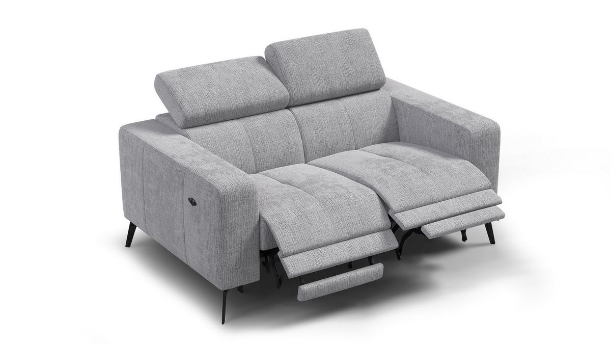 RELAXSOFA MORELLO 2-Sitzer, hellgrau, 2 x Relax Zero Gravity - Hellgrau, Holz/Textil (164/82/103cm) - Wozimo